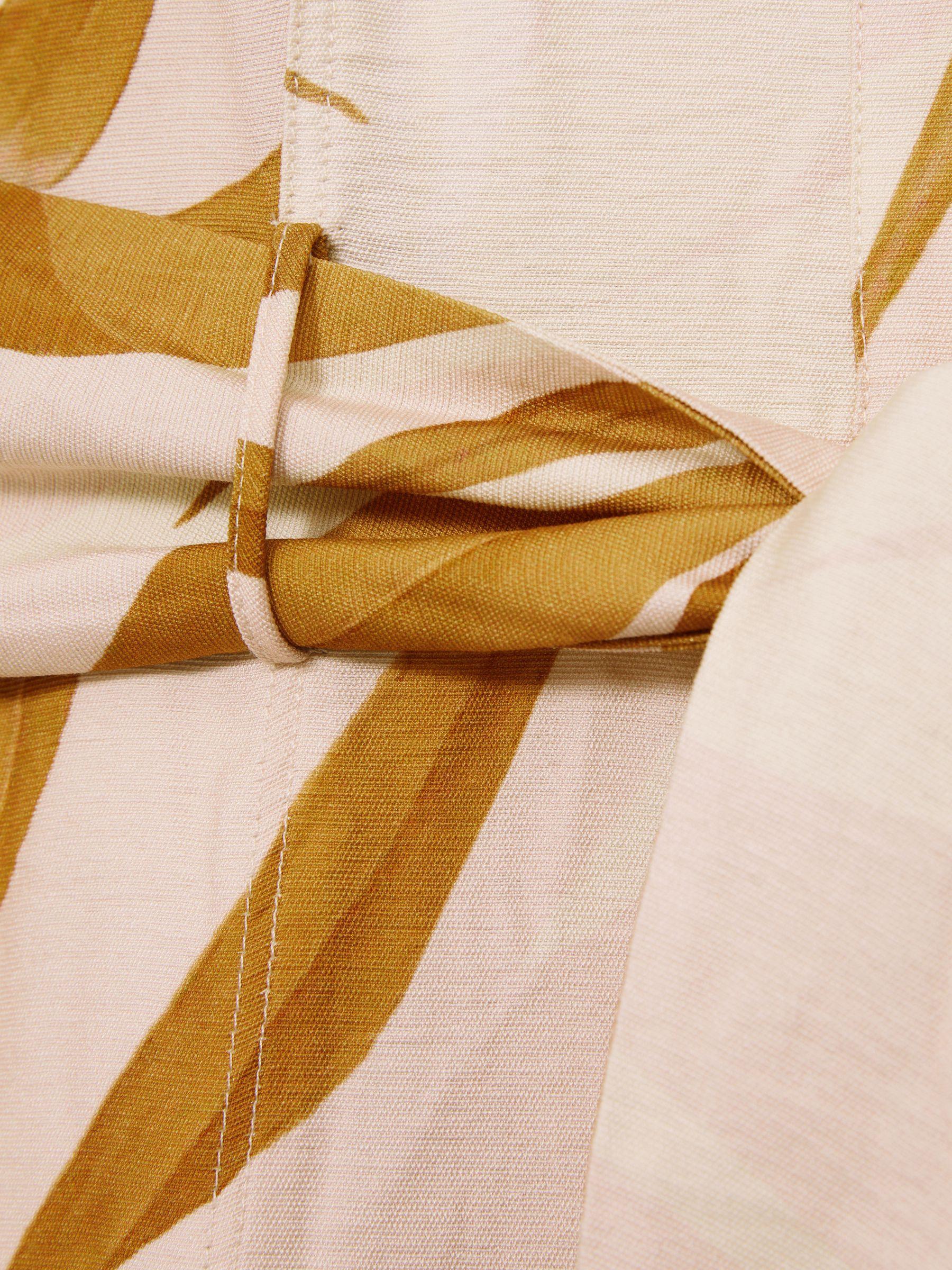 Petite Cotton Craft-Stitch Shirred Midi Dress in Khaki Product Image