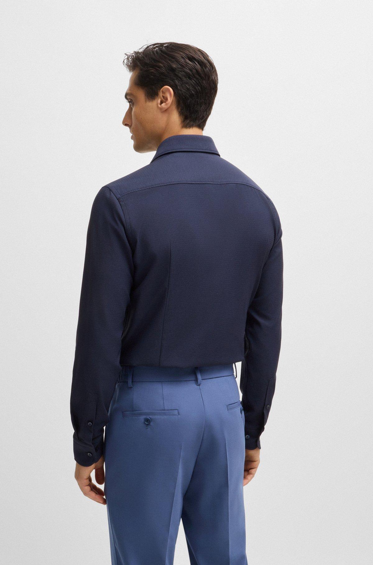 Slim-fit shirt in structured performance-stretch material Product Image