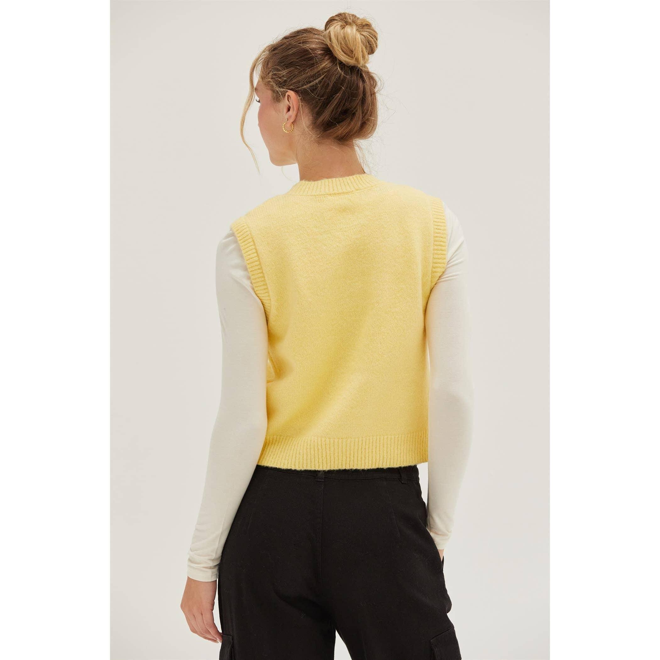 Yellow Sleeveless Sweater Top Product Image