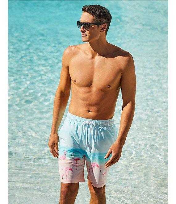 Caribbean Coastal Flamingo 8#double; Inseam Swim Trunks Product Image