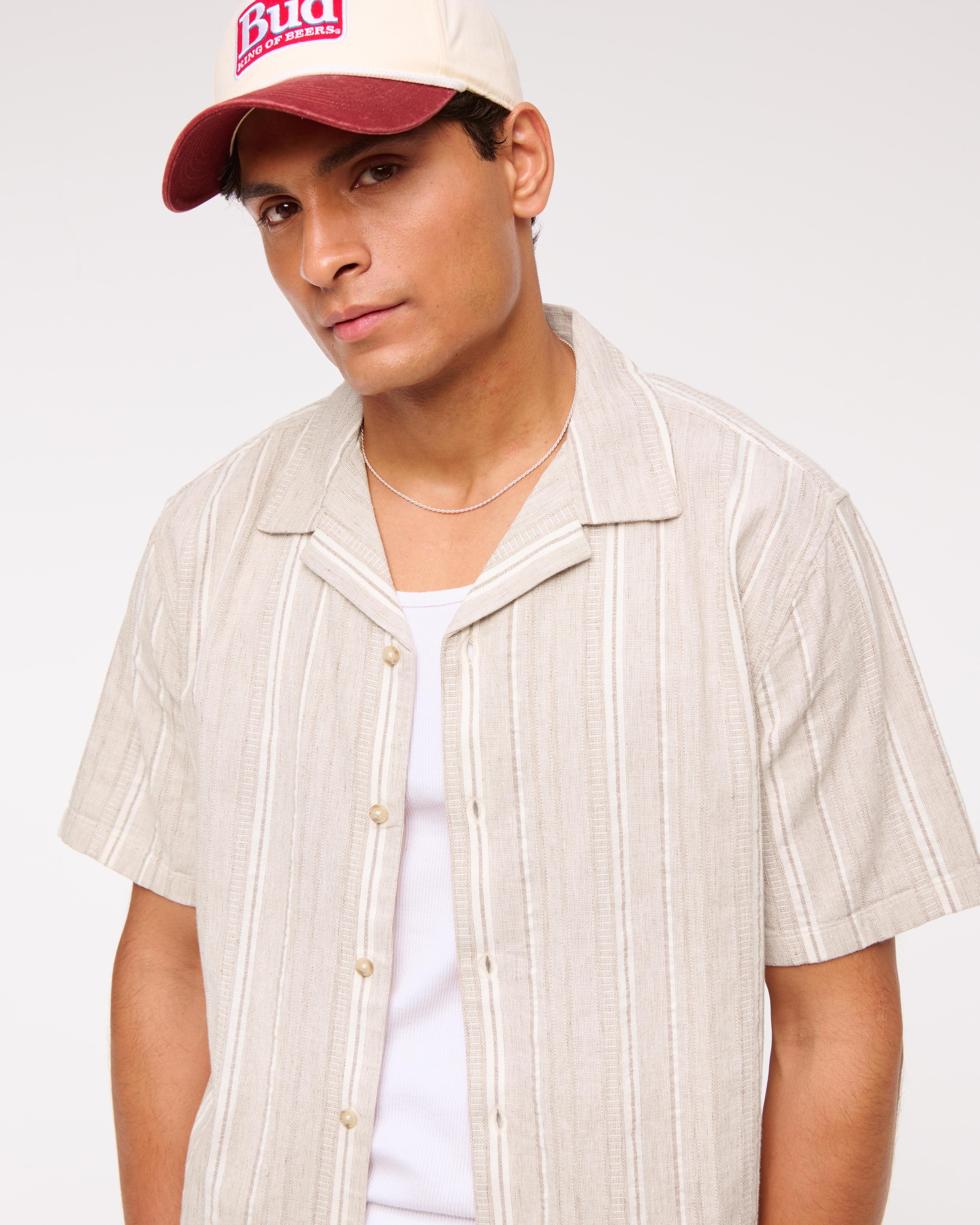 Camp Collar Summer Linen-Blend Shirt Product Image