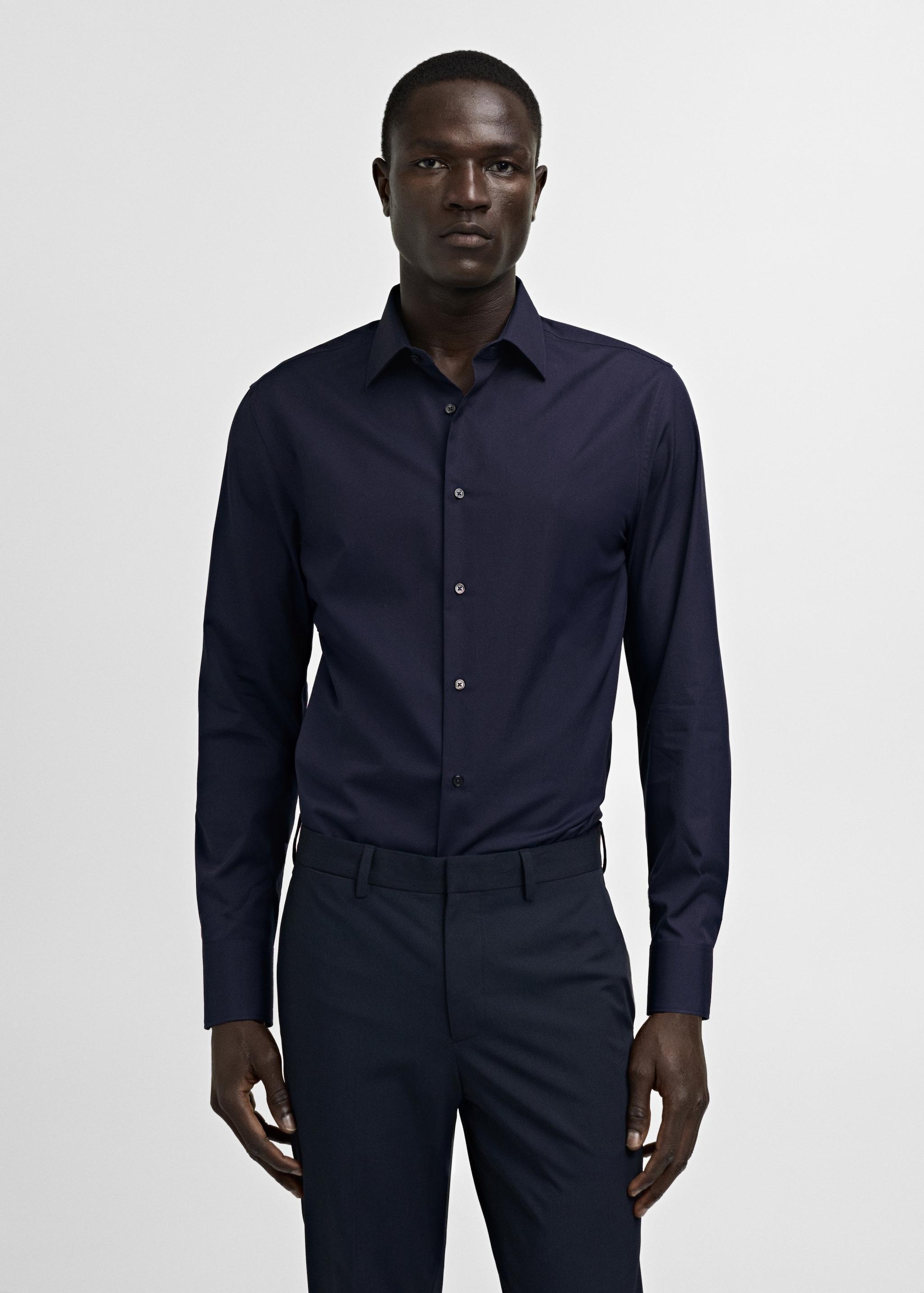 Slim-fit cotton poplin suit shirt - Men | MANGO USA Product Image