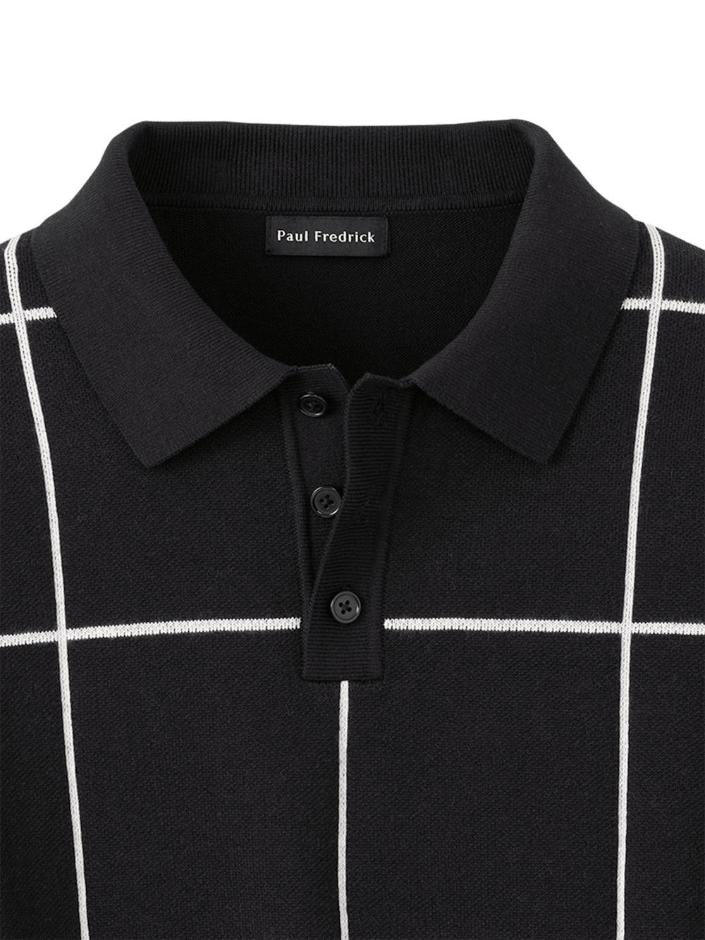 Cotton Three Button Polo - Black Product Image