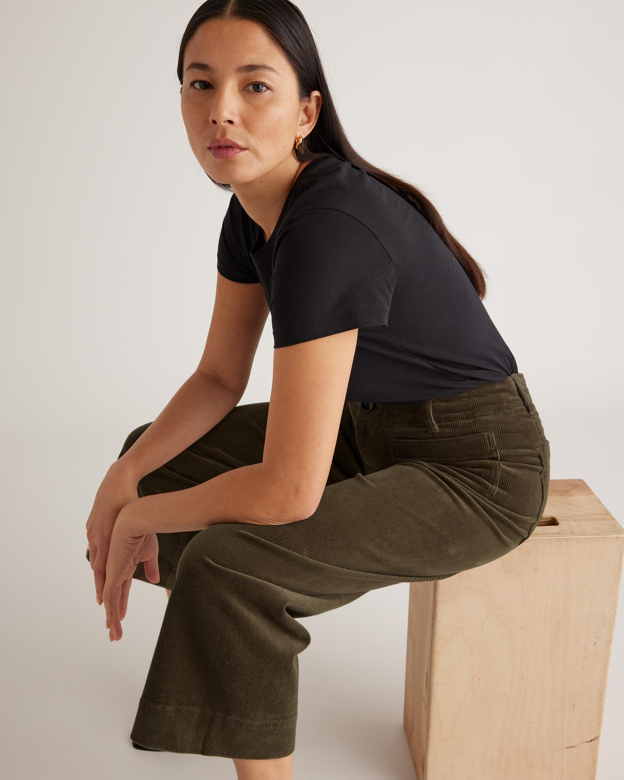 Quince | Women's Organic Stretch Corduroy Cropped Wide Leg Pants Organic Cotton Product Image