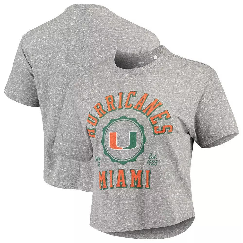 Women's Pressbox Gray Miami Hurricanes Bishop Tri-Blend Knobi Crop T-Shirt, Size: Large, Grey Product Image