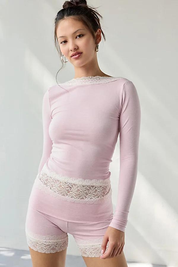 Out From Under Our From Under Bec Lace Trim Low-Back Long Sleeve Top Womens at Urban Outfitters Product Image