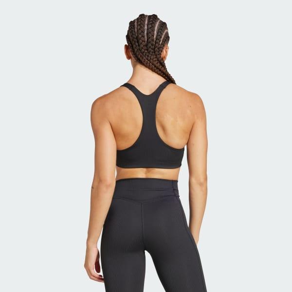 adidas Powerimpact Rib Medium Support Training Bra Black M A-B Womens Product Image