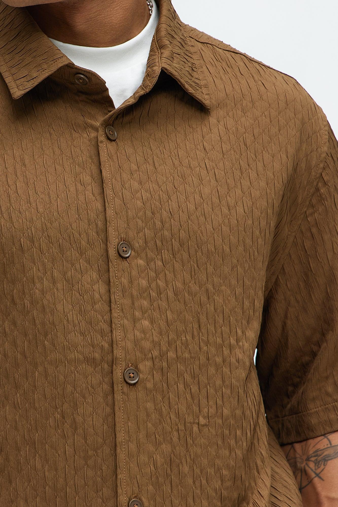 Mounce Textured Button Up Shirt - Brown Product Image
