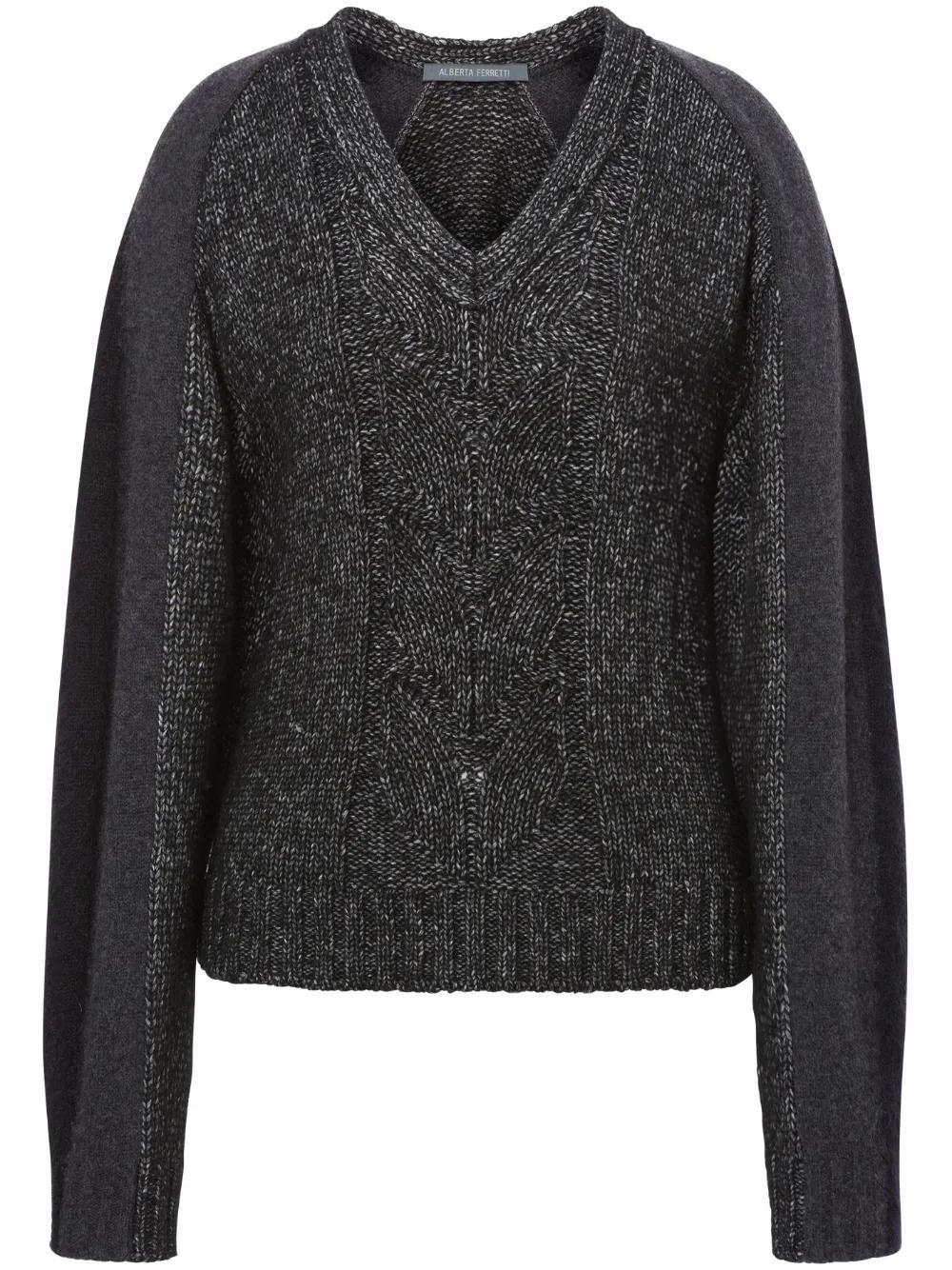 ALBERTA FERRETTI V-neck Panelled Jumper In Grey Product Image