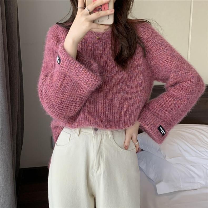 Crew Neck Plain Sweater Product Image