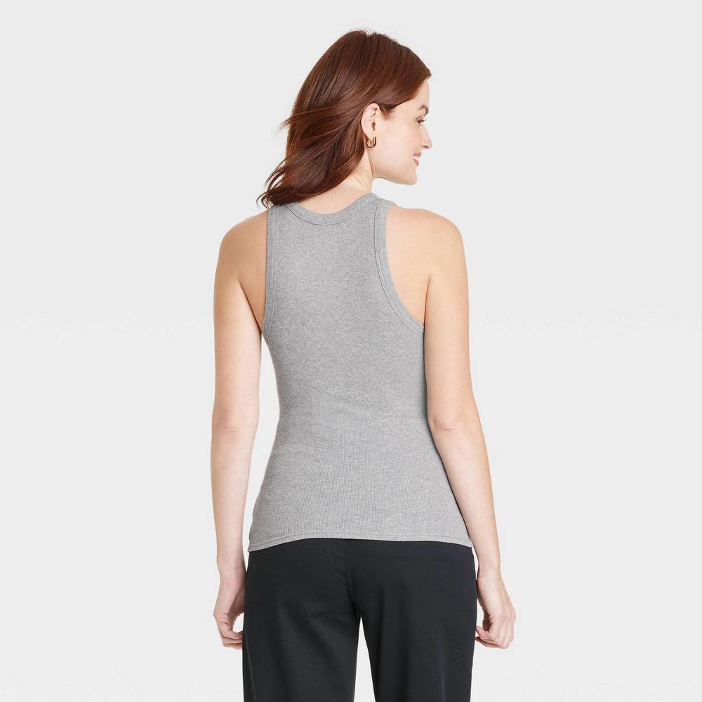 Womens Slim Fit Ribbed High Neck Tank Top - A New Day Heather Gray 4X Product Image