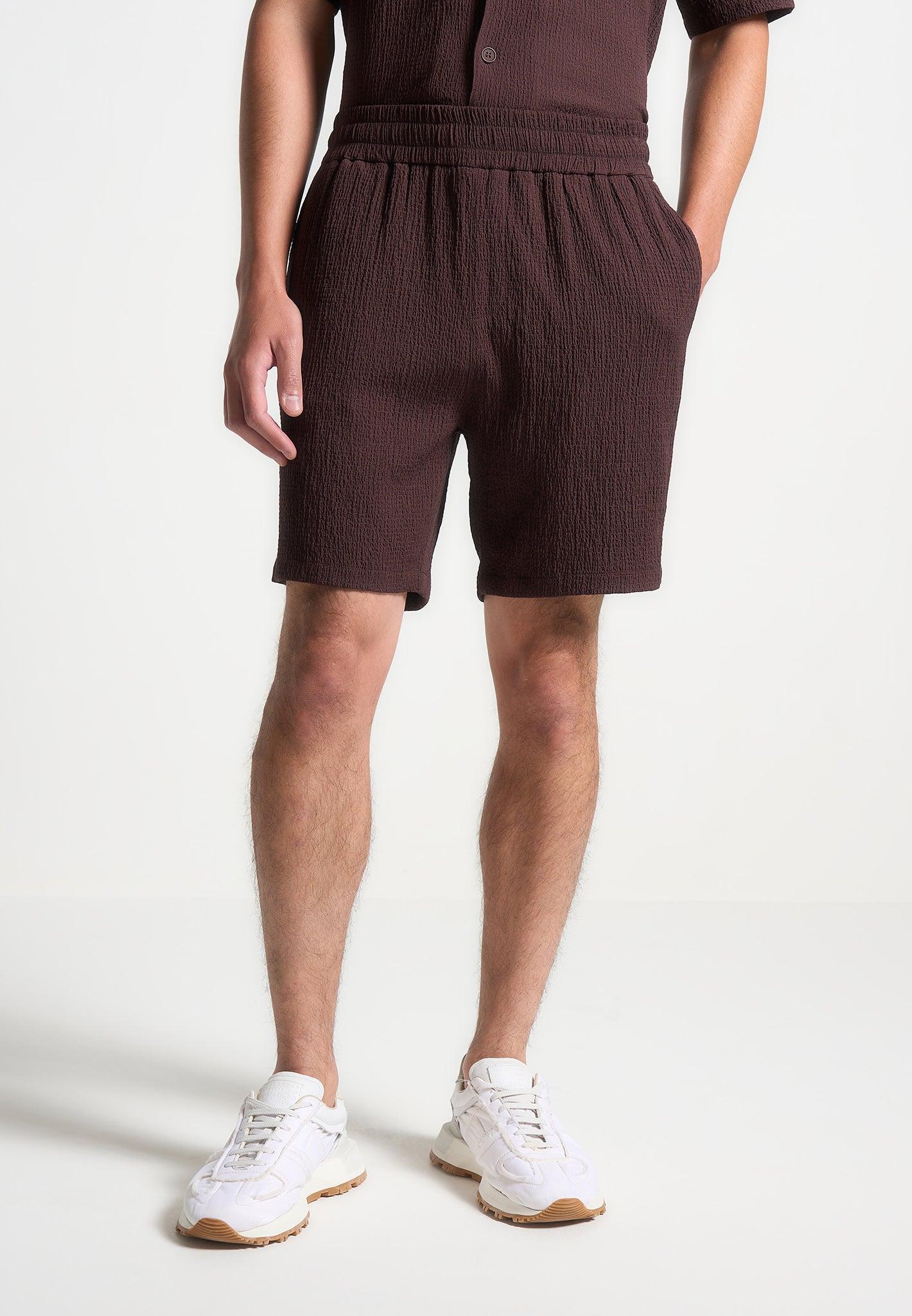 Seersucker Shorts - Brown Male Product Image