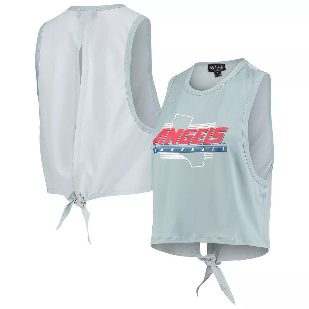 Women's The Wild Collective Light Blue Los Angeles Angels Open Back Twist-Tie Tank Top,  Product Image