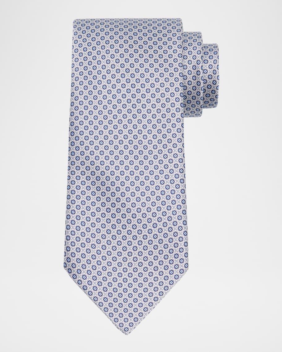 Men's Micro-Geometric Jacquard Silk Tie Product Image