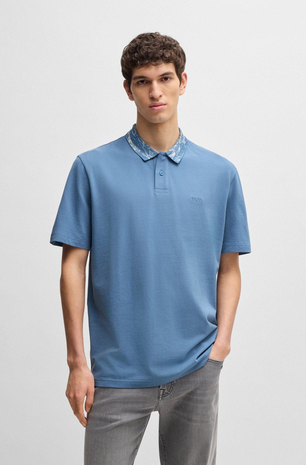 Relaxed-fit cotton-piqué polo shirt with collar artwork Product Image