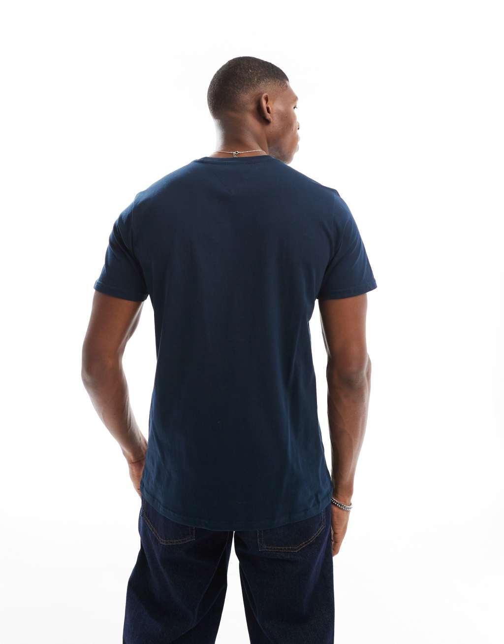 Tommy Jeans slim essential flag t-shirt in navy blue Product Image