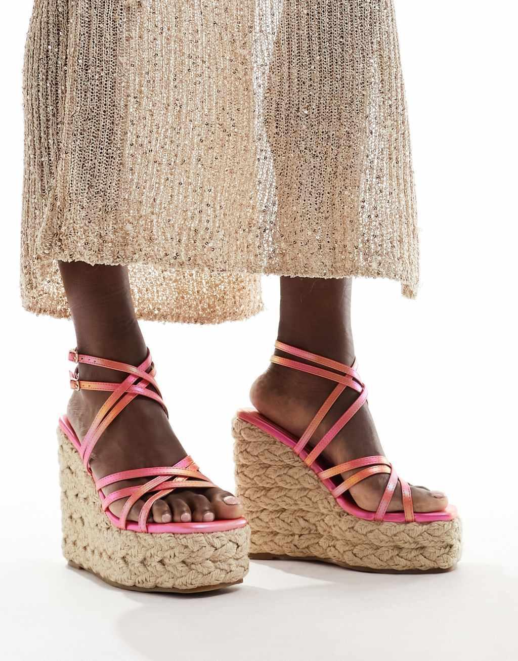 Simmi London Akela strappy espadrilles in orange ombre Product Image