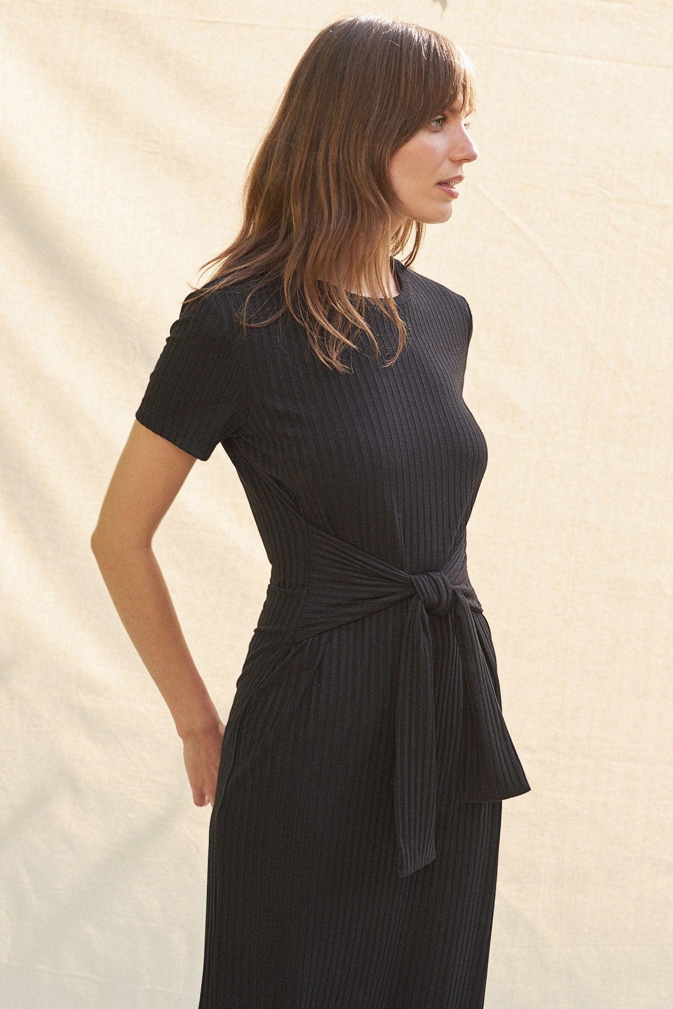 Colombe Ribbed Dress - Black - ReAmour Product Image