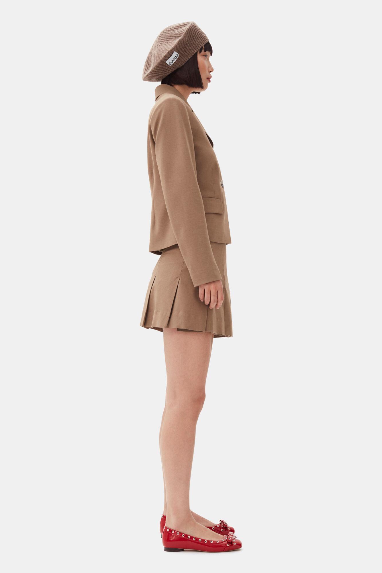 Brown Drapey Melange Fitted Blazer Product Image