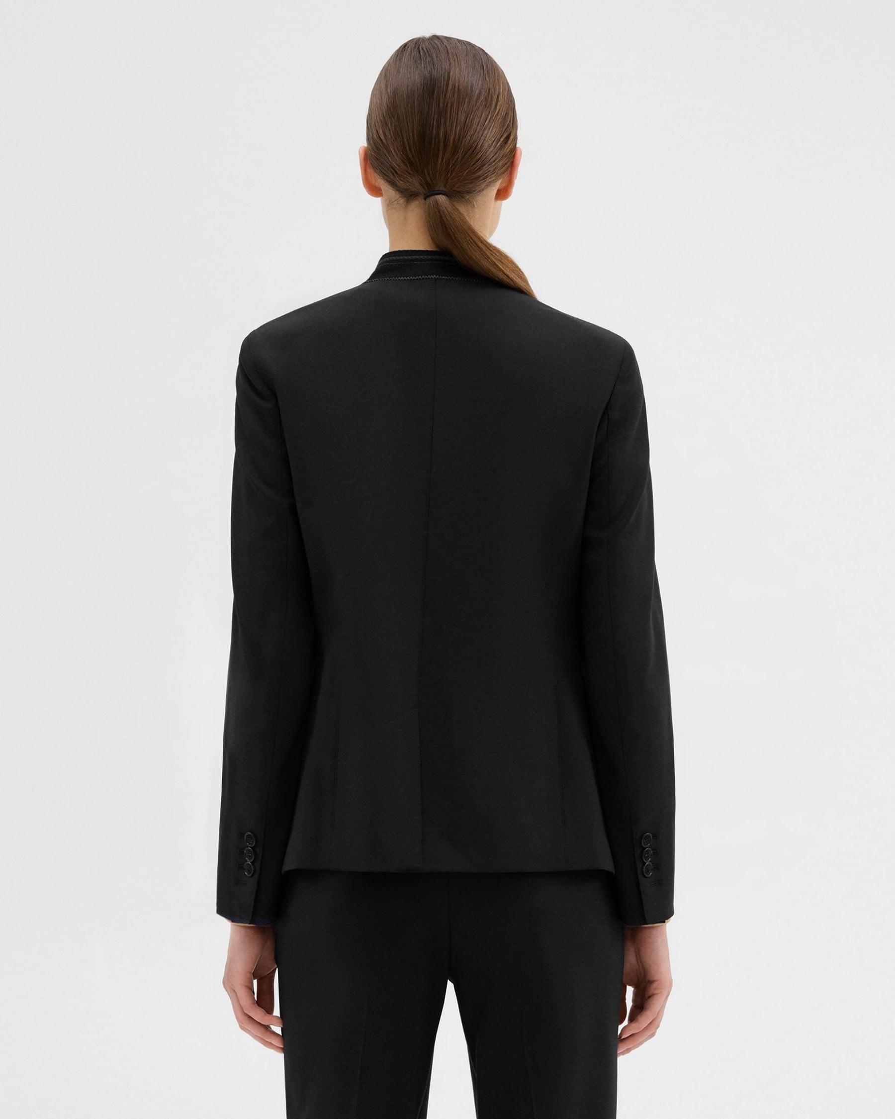 Wool Gabardine Stand-Collar Blazer Product Image