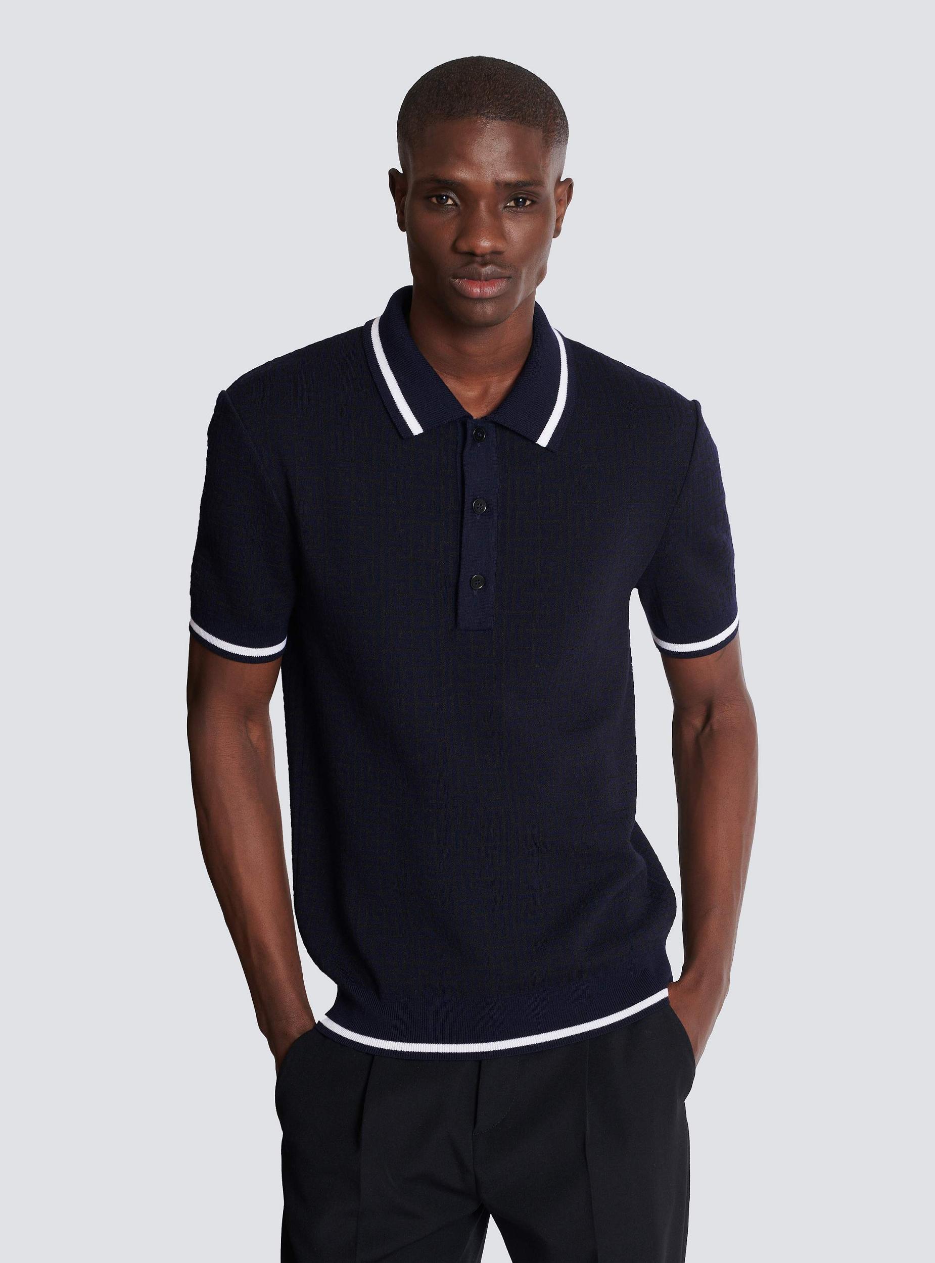 Monogrammed merino wool polo shirt Product Image