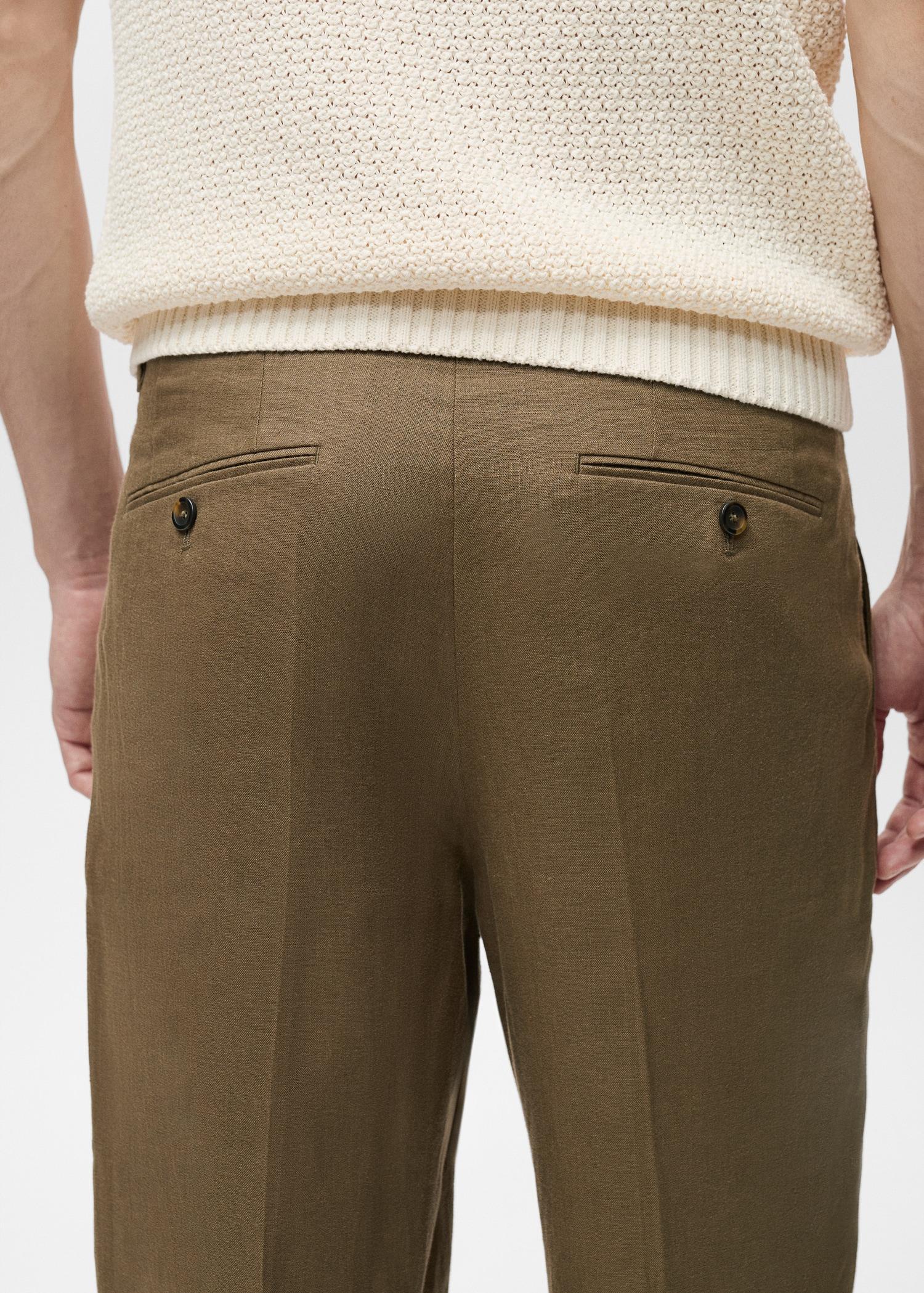 100% linen pleated pants - Men | MANGO USA Product Image