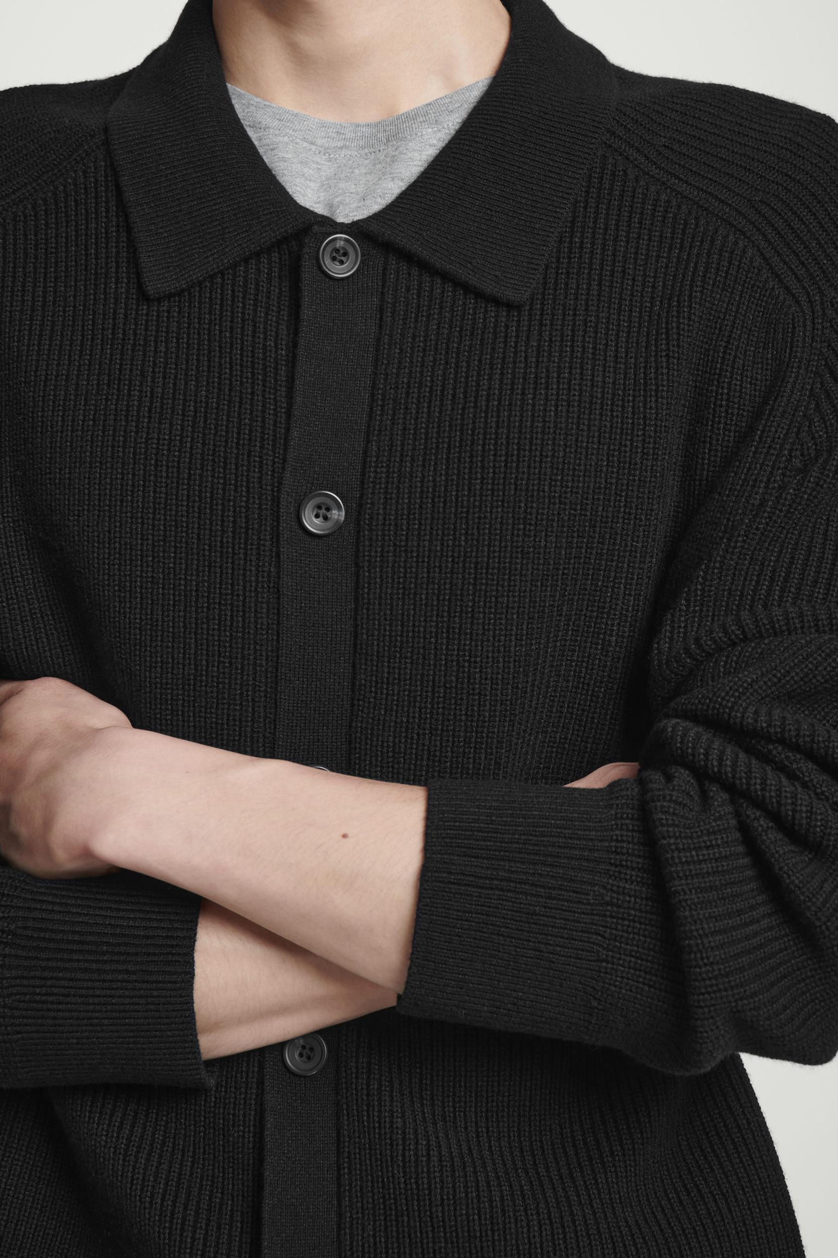 COLLARED RIBBED WOOL-CASHMERE CARDIGAN Product Image