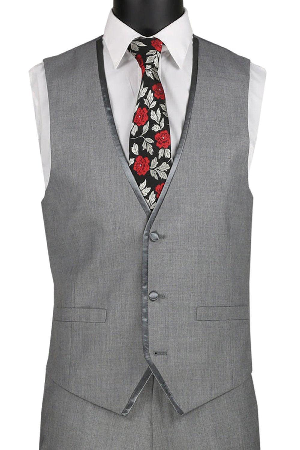 Leonardo Collection - Slim Fit Tuxedo 2 Button 3 Piece Suit Light Gray Product Image