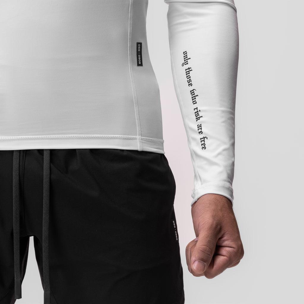 0908. WarpFlexx® Compression Mock Neck Long Sleeve - White "Space Bracket" Product Image