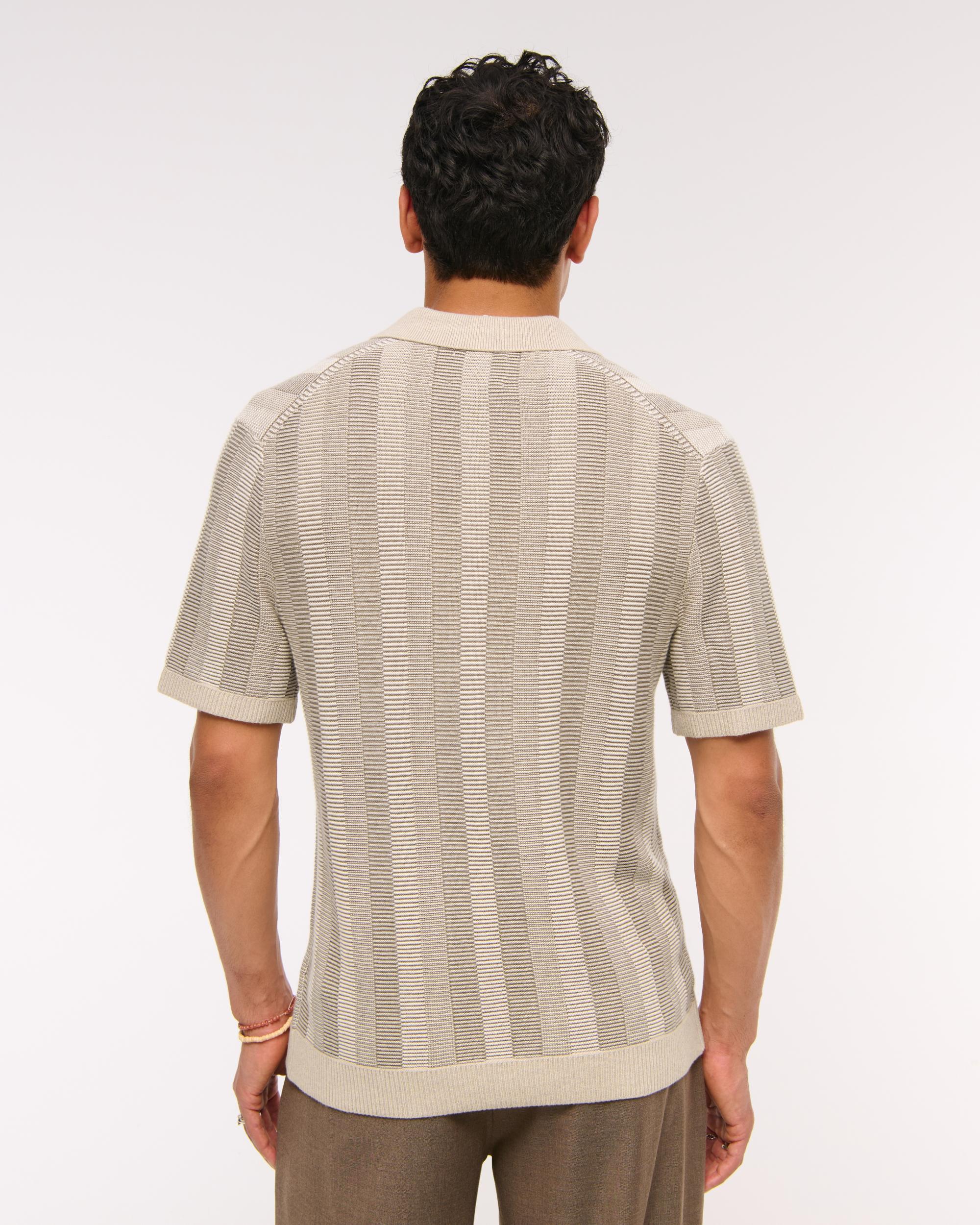 Contrast Textural Zip Sweater Polo Product Image