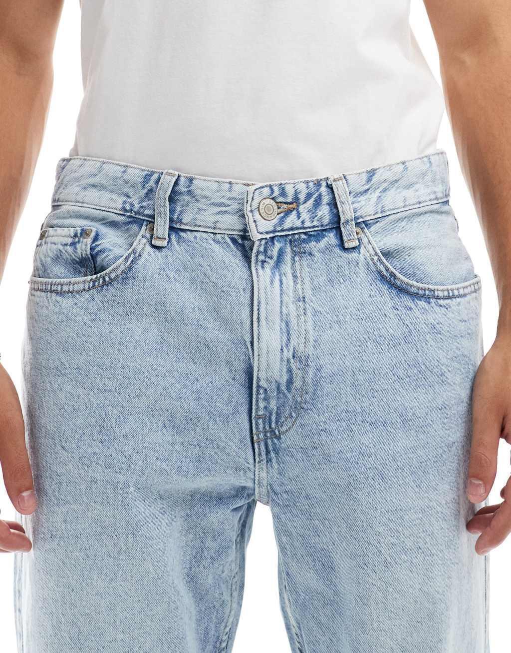 Bershka straight vintage jeans in light blue  Product Image