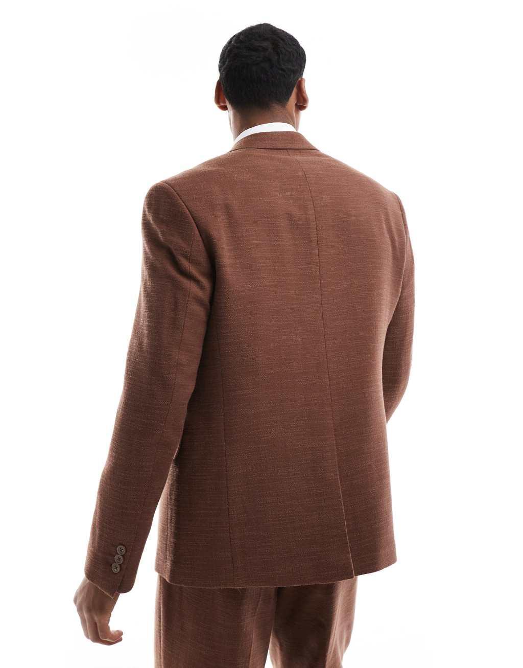 Viggo lisandro double breasted suit jacket in dark brown - part of a set Product Image