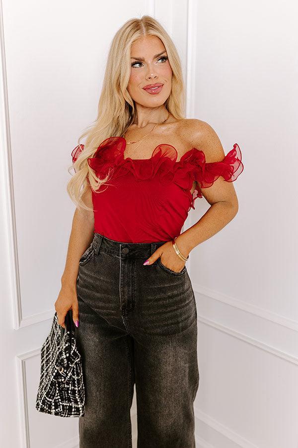 Dashing Darling Bodysuit In Crimson Curves Product Image