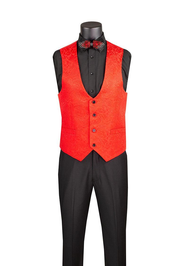 Slim Fit Tuxedo 3 Piece with Jacquard Pattern in Red Product Image