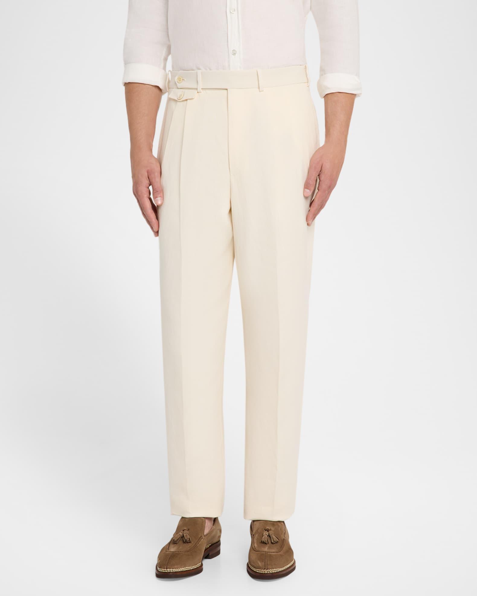 Men's Linen Pleated Trousers Product Image