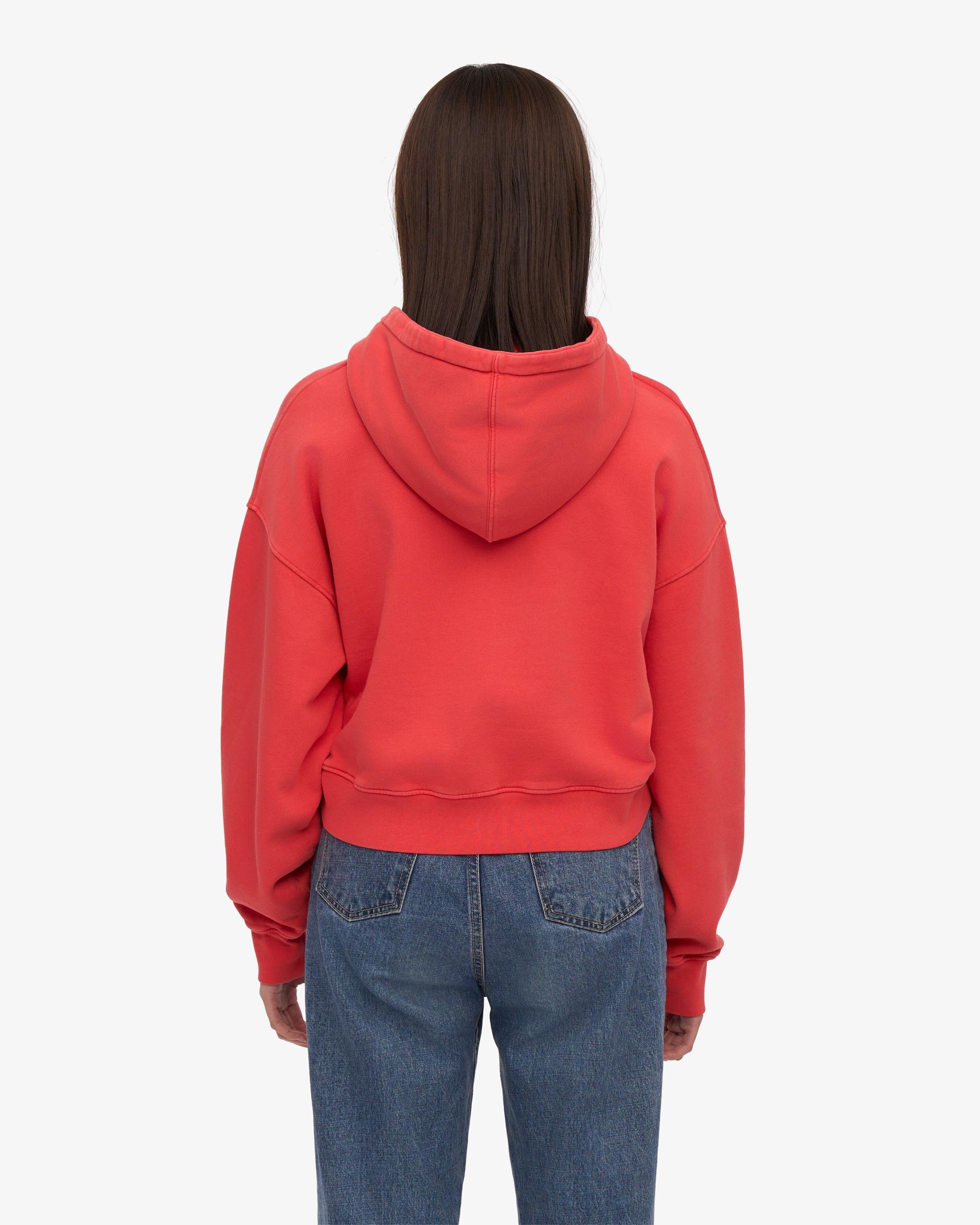 Organic Crop Zip Hood - Red Tangerine Product Image