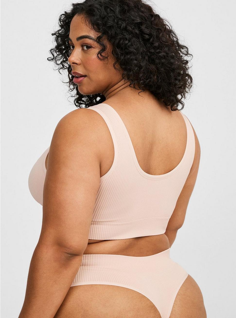 Seamless Ribbed High-Rise Thong Panty Product Image