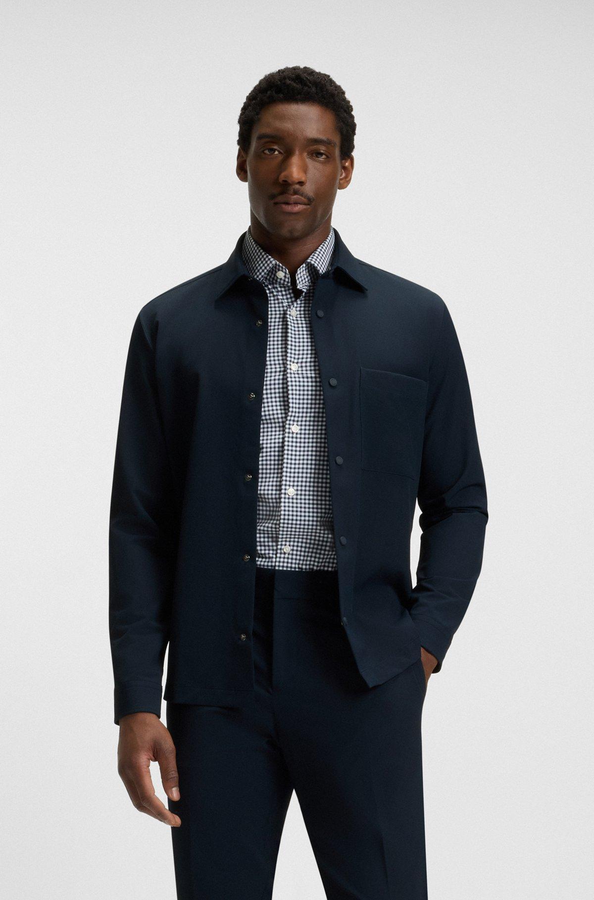 BOSS - Relaxed-fit shirt in performance-stretch twill - Dark Blue Product Image