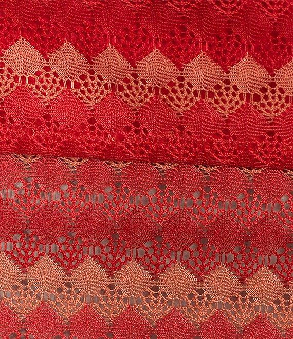 Chelsea & Violet Coordinating Ally Tie Front Square Neck Long Sleeve Chevron Print Crochet Blouse Product Image