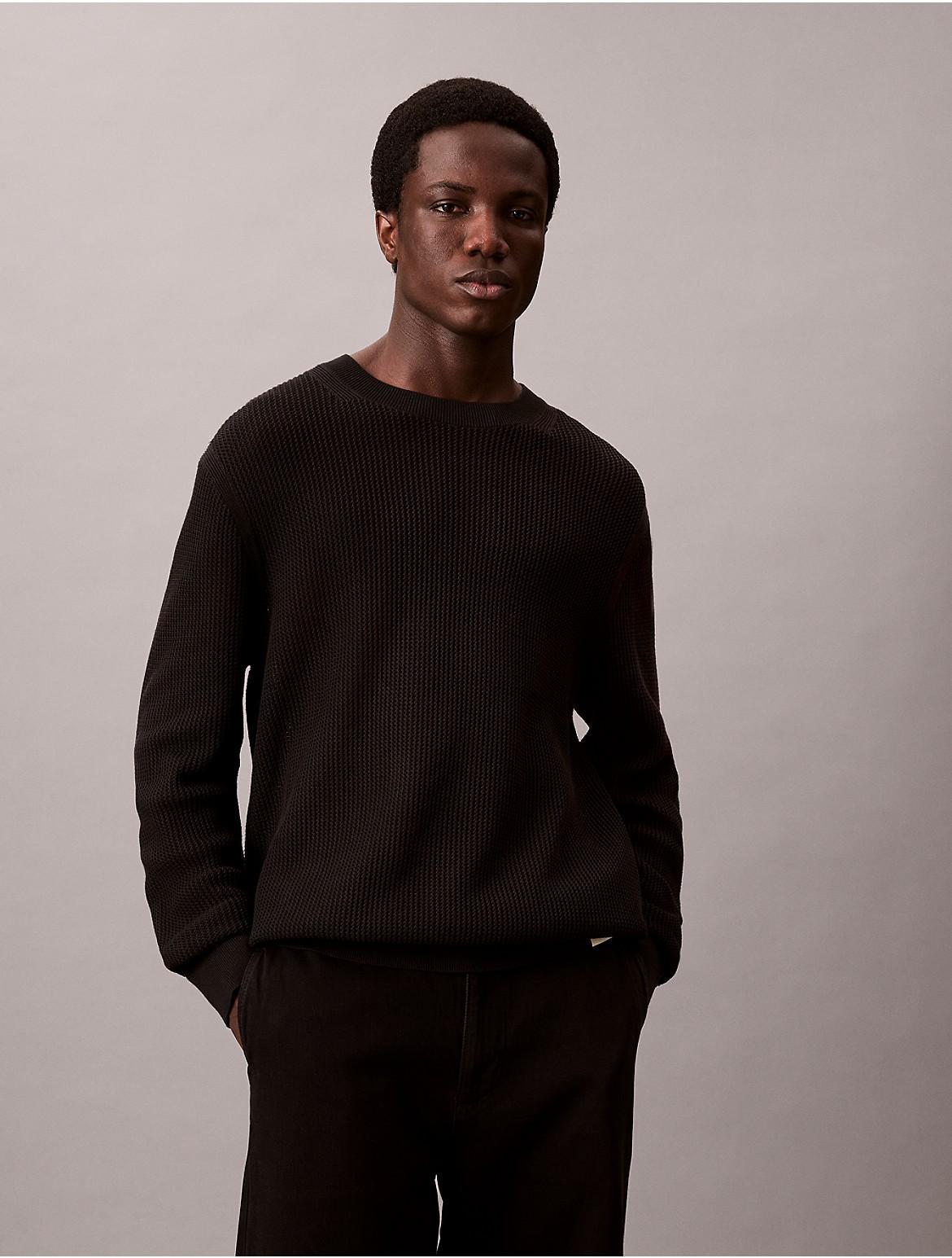 Calvin Klein Mens Cotton Mesh Relaxed Sweater Product Image