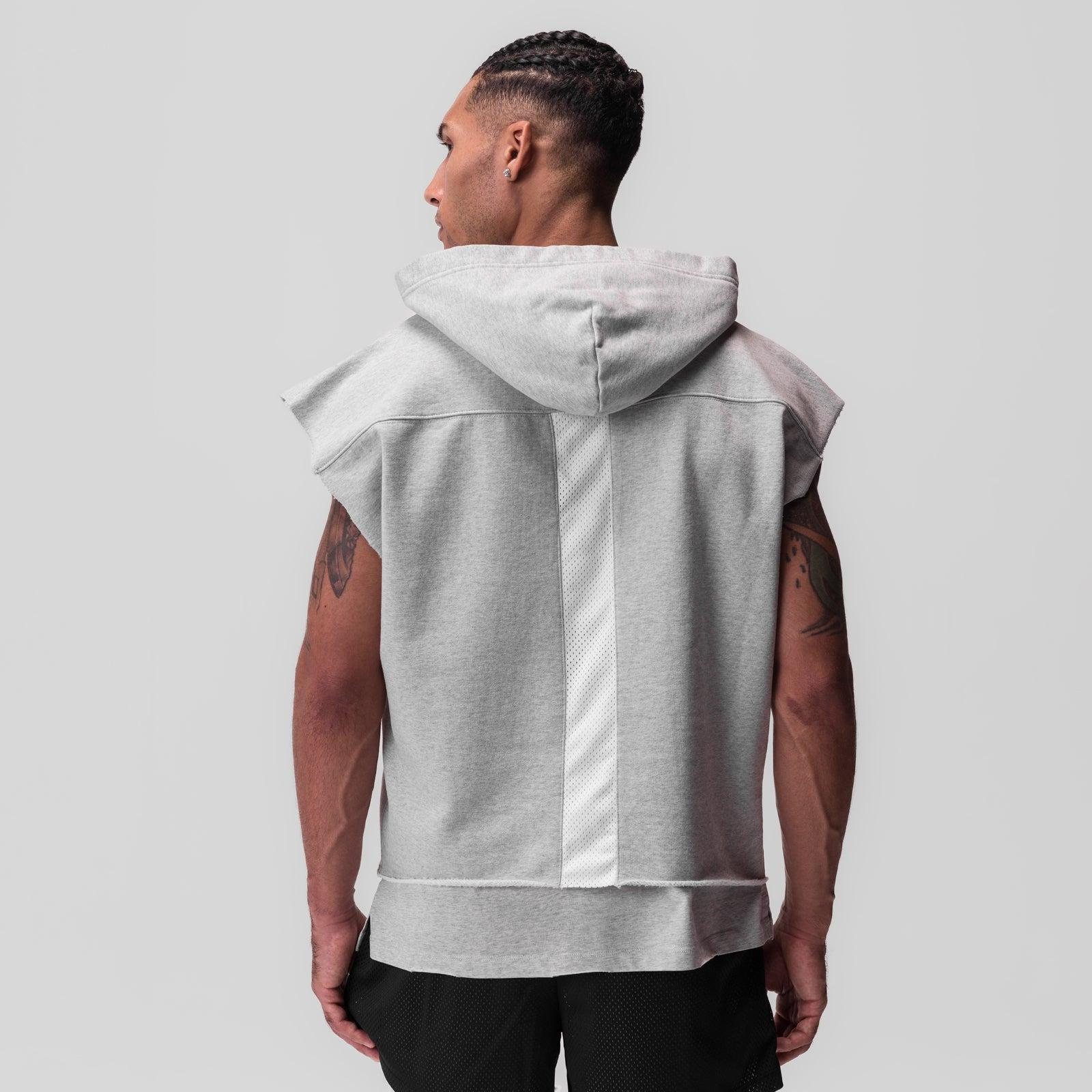 0844. Tech Essential™ Raw Hem Cutoff Hoodie - Heather Grey Product Image