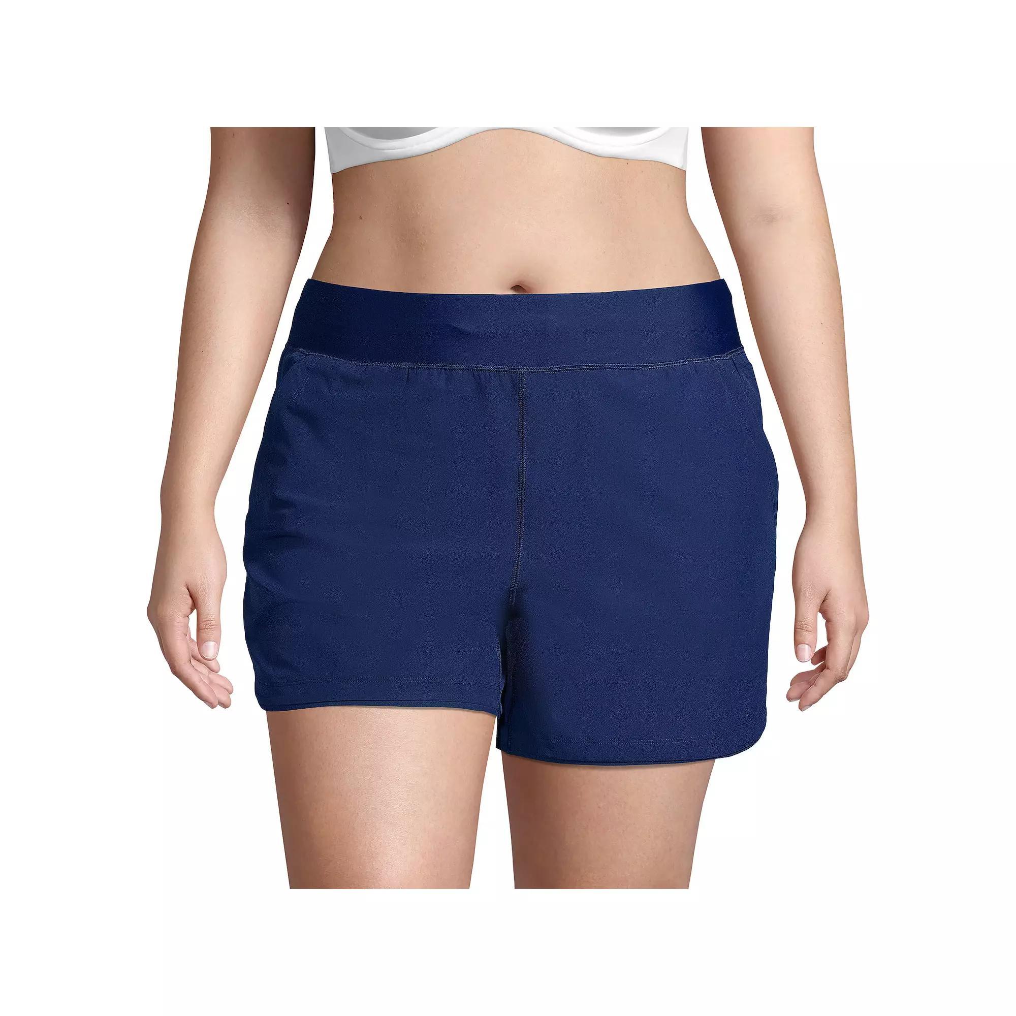 Plus Size Lands' End 5" Quick Dry Swim Shorts With Panty, Women's, Size: 22 W, Deep  Blue Product Image