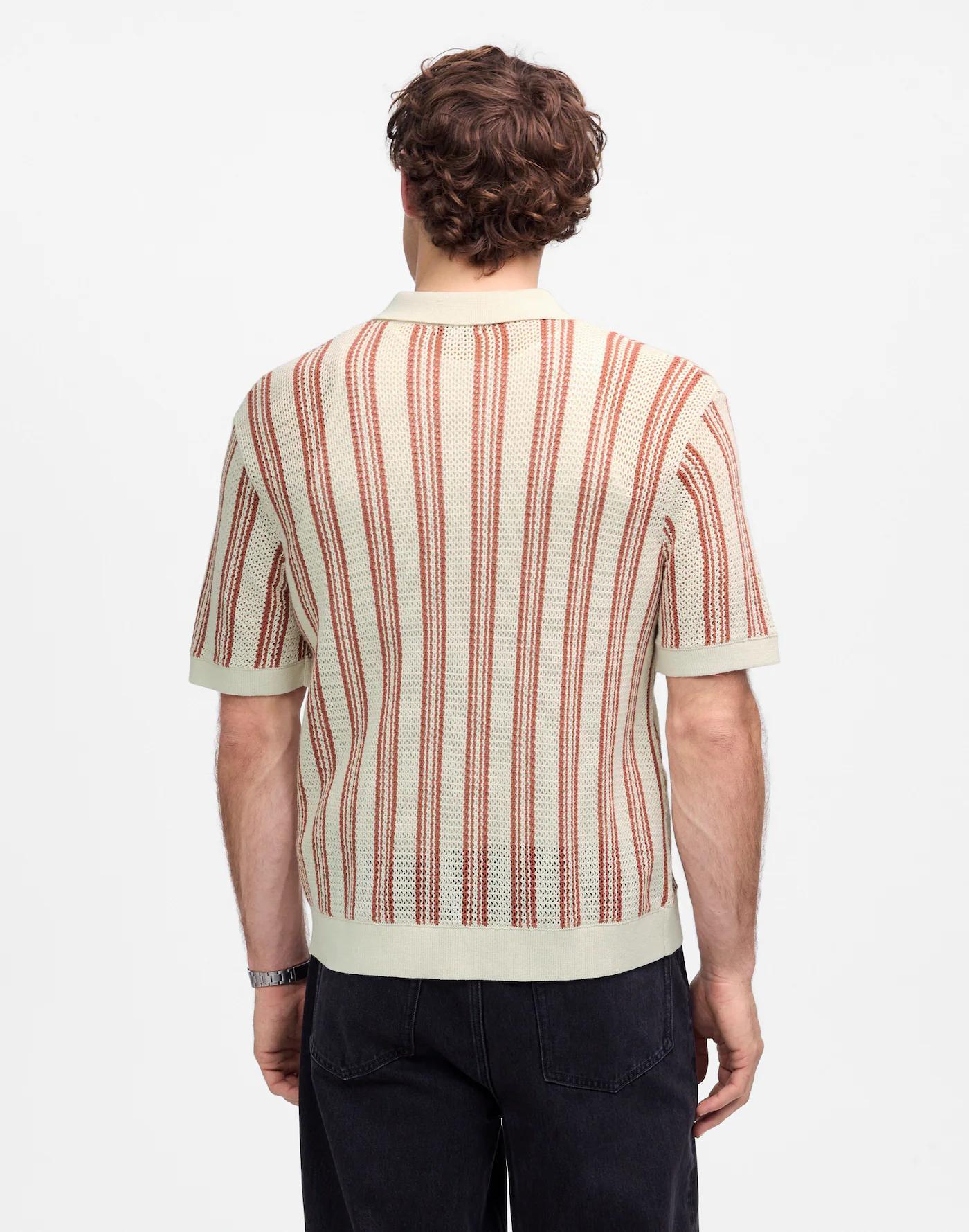 Open-Stitch Button-Up Sweater Polo Product Image