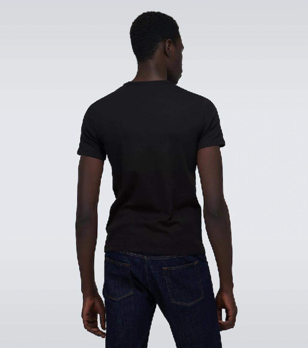TOM FORD Black Basic Crewneck T-shirt With Tonal Stitching In Cotton Blend Man Product Image
