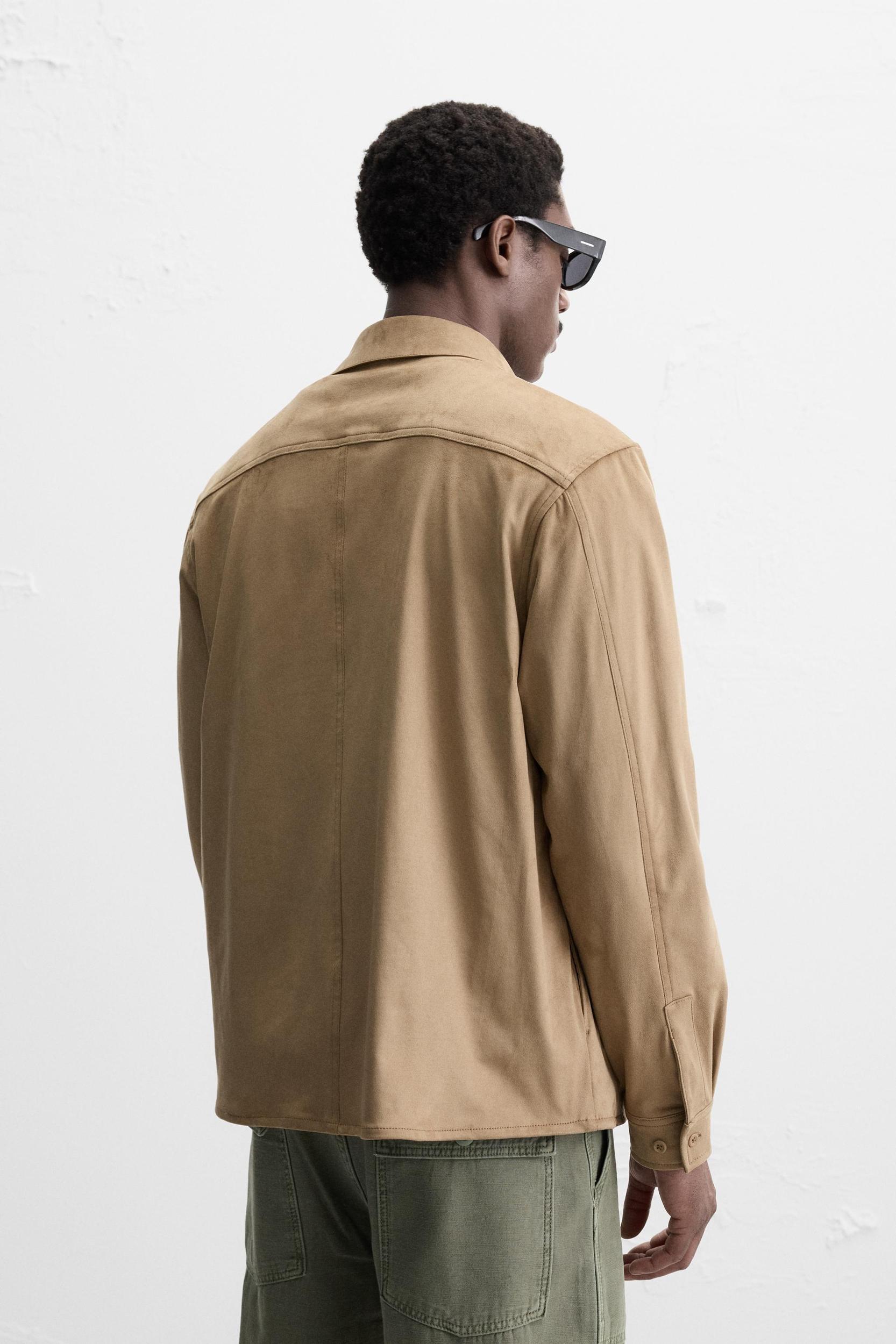 LIGHTWEIGHT FAUX SUEDE OVERSHIRT Product Image