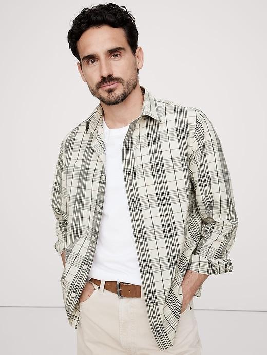 Standard-Fit Washed Cotton Poplin Shirt Product Image