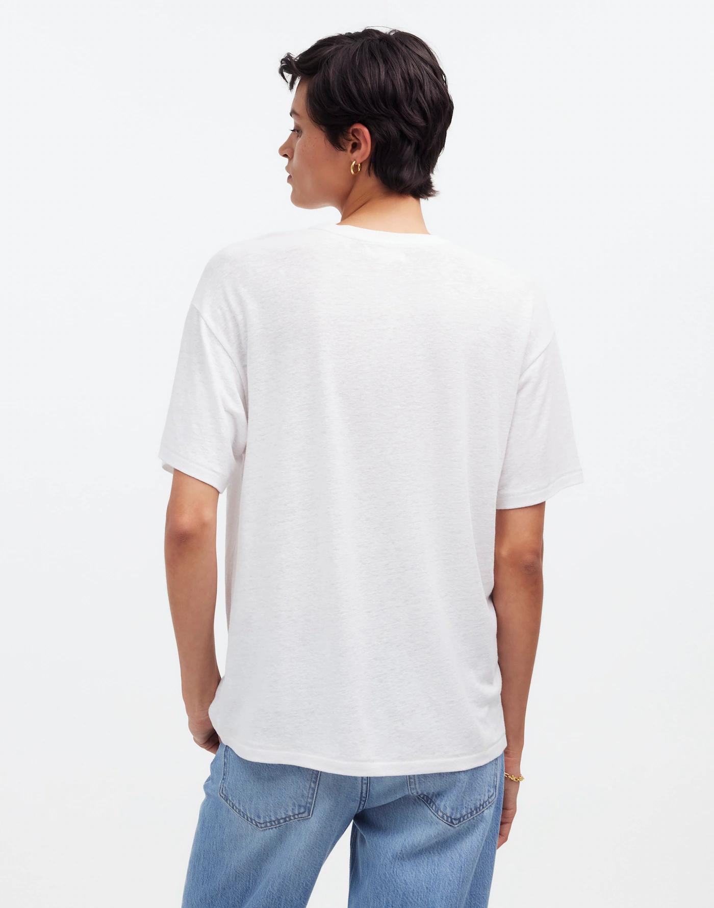 Linen-Blend Crewneck Oversized Tee Product Image