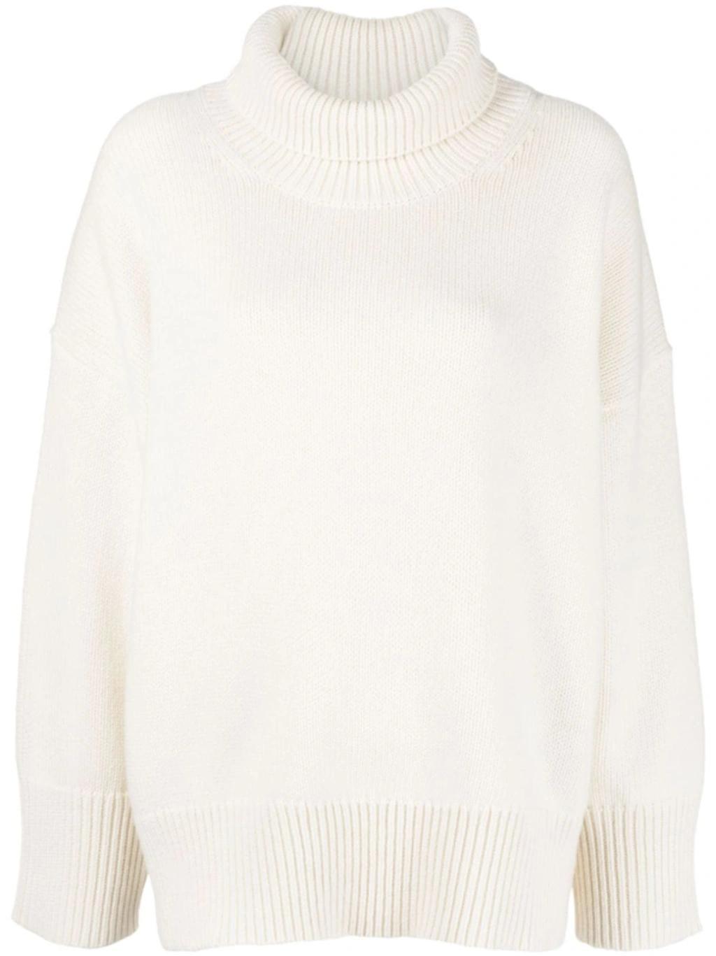 Cashmere Turtleneck Sweater In White Product Image