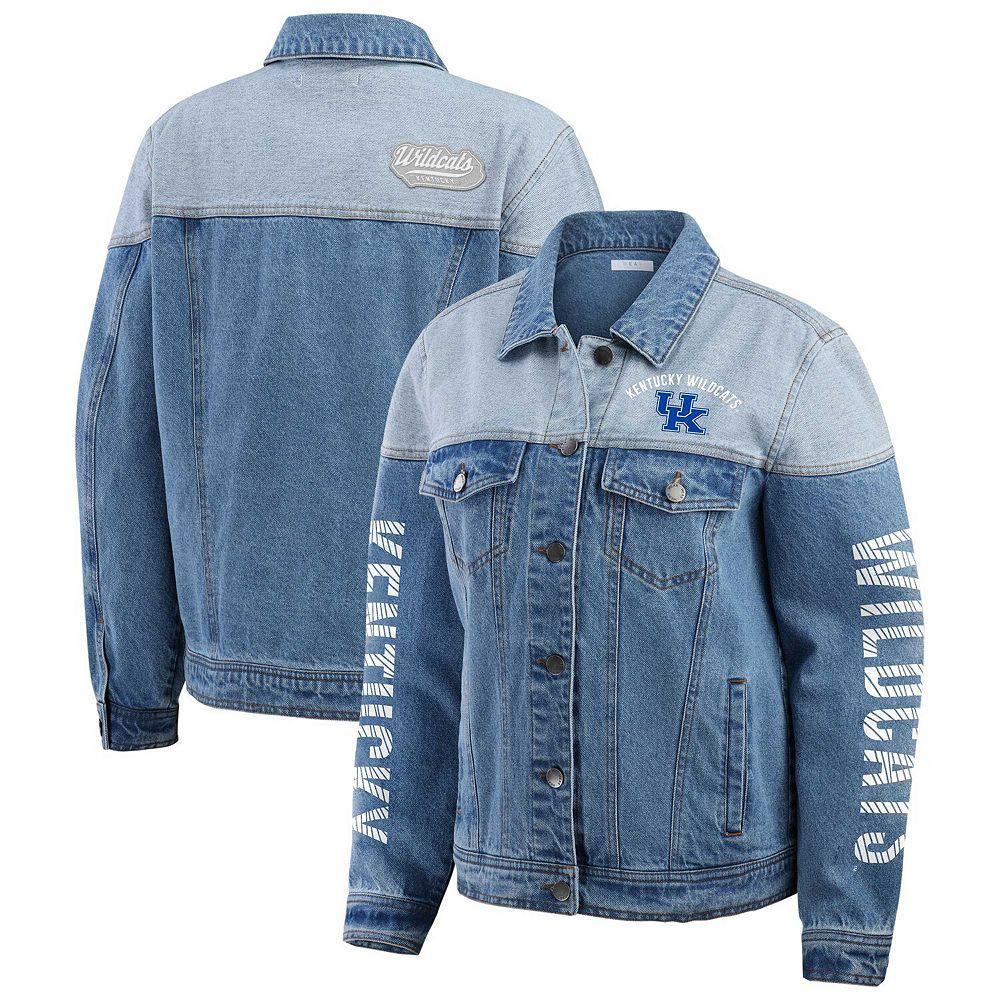 Women's WEAR by Erin Andrews Denim Kentucky Wildcats Sleeve Hit Colorblock Button-Down Denim Jacket,  Product Image