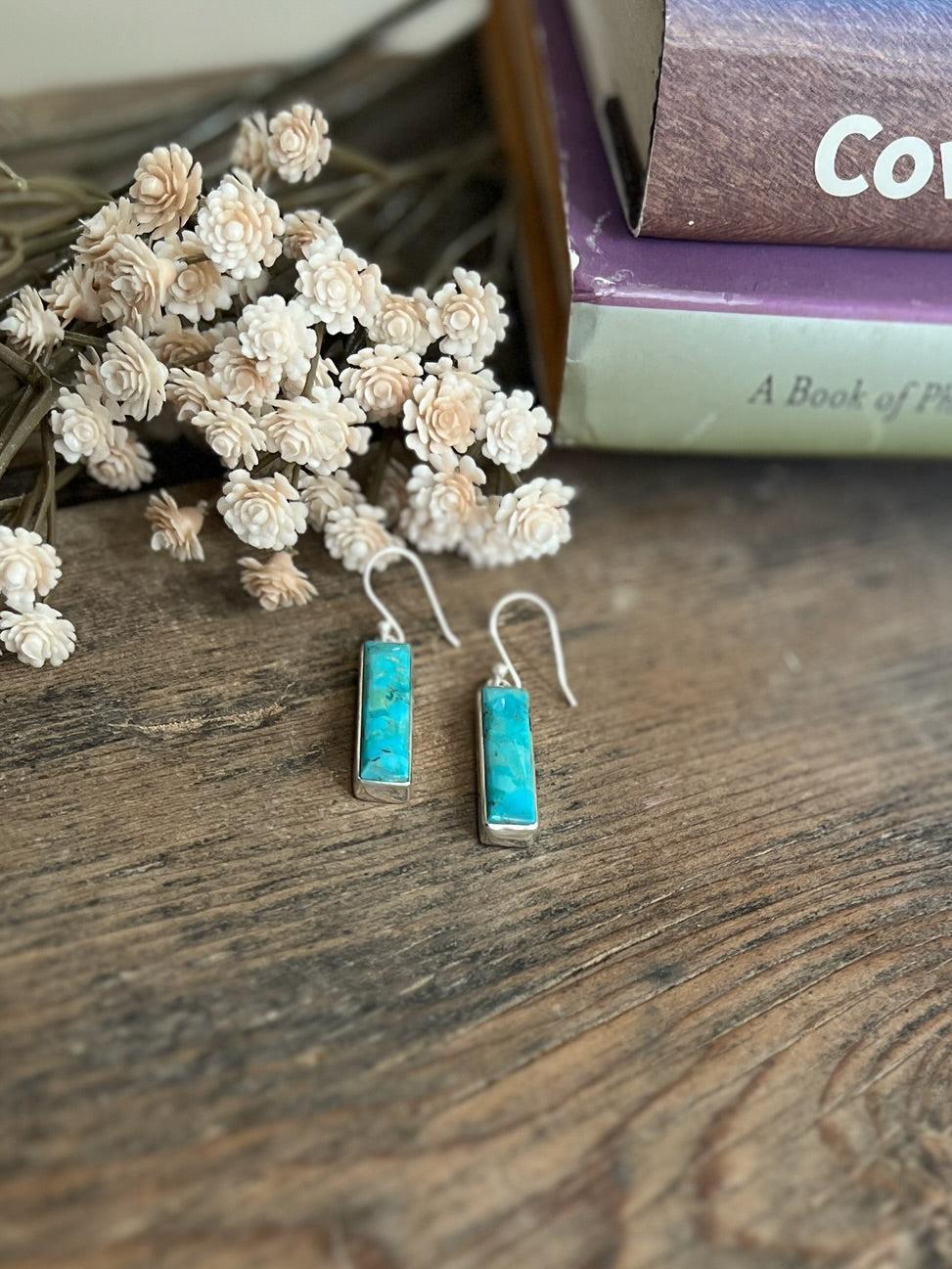 Sterling Silver Kingman Turquoise Bar Earrings Product Image